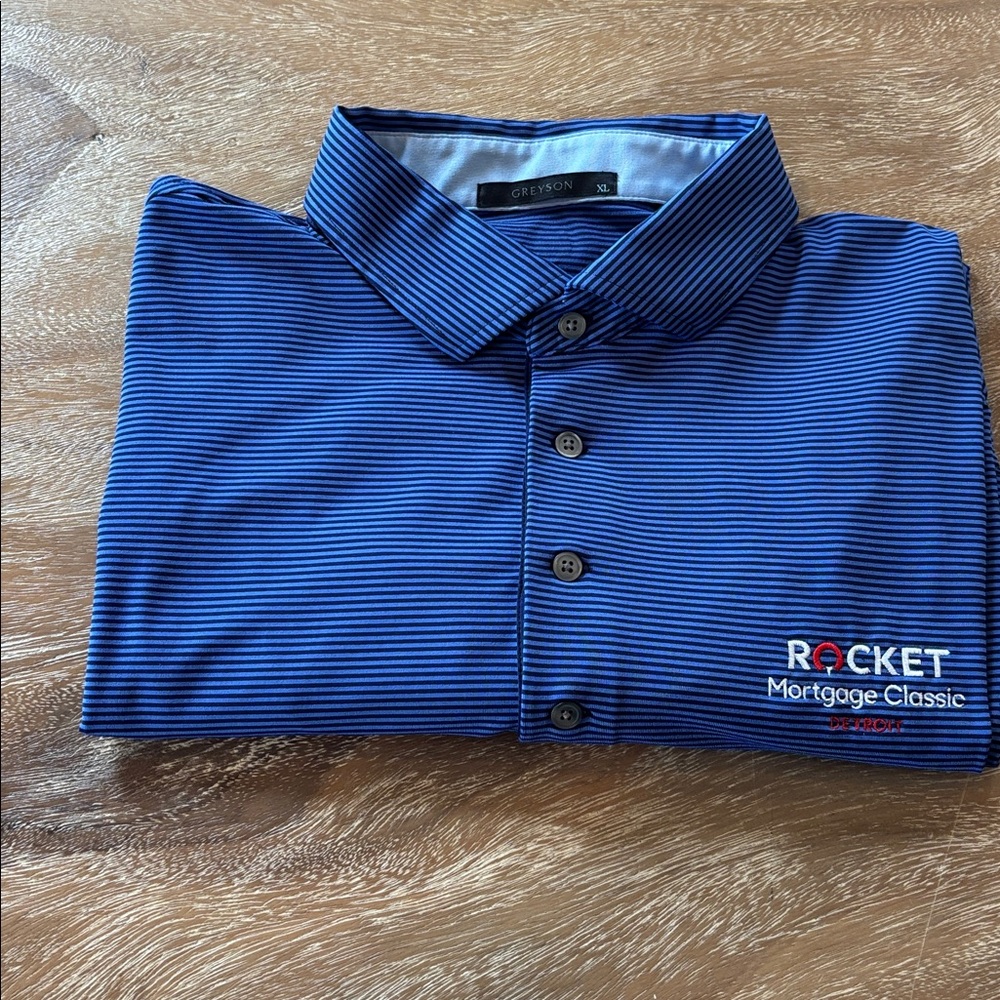 Greyson Navy Striped Polo Shirt - Picture 7 of 9